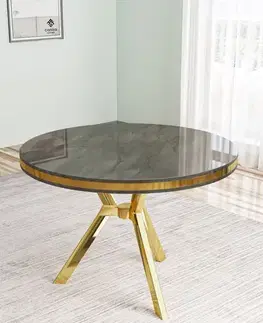 Jedálenské stoly Jedálenský stôl Mos - Anthracite, Gold