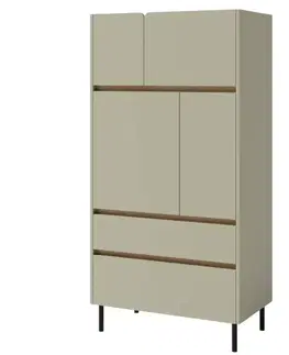 Vitríny a regály do obývačky Vitrína Luca LC5 2S4D eukalyptus/dub baltic