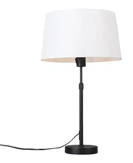 Stolné lampy Stolná lampa čierna s tienidlom bielym 35 cm nastaviteľná - Parte