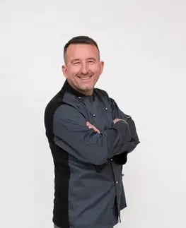 Pánske košele EGOCHEF Kuchársky rondon EGOchef - sivý s lemovaním M