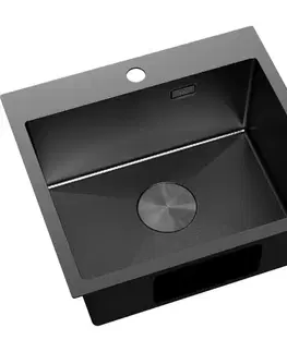 Kuchynské drezy MEXEN MEXEN - Solix oceľový drez 1-bowl 500 x 450 mm, čierna HC 6402501000-70HC