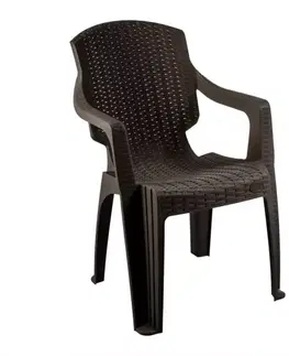 Záhradné plastové kreslá Plastová stolička Infinitty hnedá