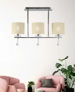 Stropná svetla Chrómová stropná lampa 3x40W, látkové tienidlo Estera