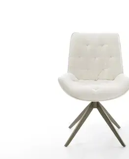 Jedálenské stoličky DELIFE Jedálenská stolička Taimi-Flex bouclé mäkký béžová krížová podstava široká titánová farba 360° otočný kolískacia funkcia