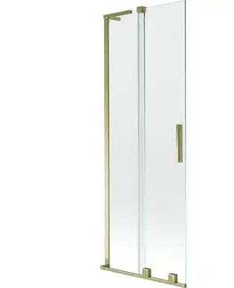 Sprchové dvere MEXEN/S - Velar L dvojkrídlová posuvná vaňová zástena 75 x 150, transparent, zlatá 896-075-003-01-50
