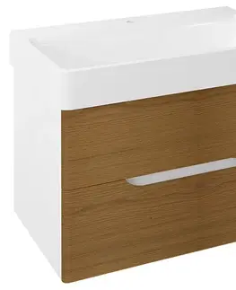 Kúpeľňový nábytok SAPHO - MEDIENA umývadlová skrinka 76x51x48,5cm, biela matná/dub natural MD082