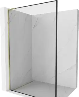 Sprchové dvere MEXEN/S - Kioto L Sprchová zástena WALK-IN 110 x 200, čierny vzor, zlato 800-110-103-50-70