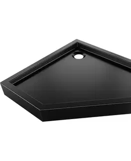 Vane MEXEN - Flow+ päťboká sprchová vanička 90 x 90, čierna mat 46P709090H