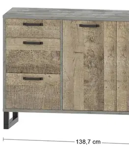 Komody NABBI Bova CH-2D/3DR dvojdverová komoda so zásuvkami pieskový dub / woodcon