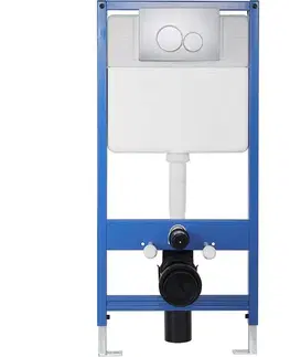 Záchody CERANO - Kompletní WC set Profi/Cronus Standard - bílá lesklá - WC tlačítko Duo/Chrom - předstěnová instalace - 59,3x38,4  CER-207104
