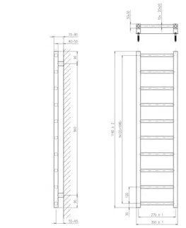 Radiátory do kúpeľne SAPHO - METRO LIGHT vykurovacie teleso 300x1140 čierna mat IR444TB