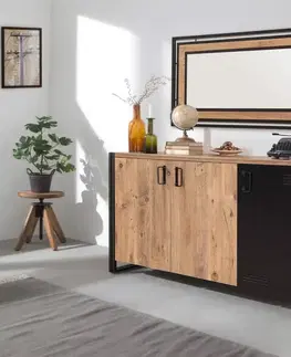 Komody a skrinky GALAXY trojdverová komoda, borovica/čierna