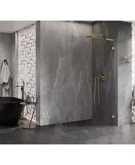 Sprchové dvere MEXEN/S - Lunar L Sprchová zástena WALK-IN pravá 70 x 200, transparent 8 mm, zlato kefovaná 830L-070-000-55-00-P