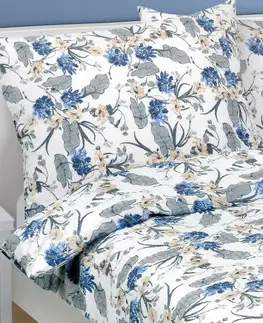 Obliečky Bellatex Krepové obliečky Kvet modrá, 140 x 220 cm, 70 x 90 cm
