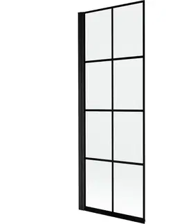 Sprchové dvere MEXEN - MIST vaňová zástena 70x150 cm 6mm 1-s, čierna, dekor, ľavá 8A9-070-001-70-77-L
