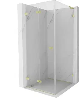 Sprchovacie kúty MEXEN/S - Lunar-F L sprchový kút skladacie dvere ľavá 100 x 100, transparent, zlato kartáčovaná 836L-100-100-55-00-L