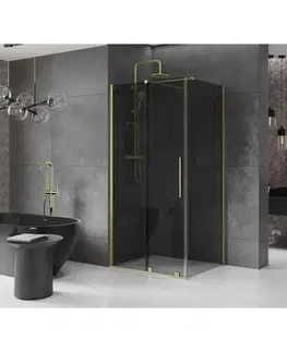 Sprchovacie kúty MEXEN/S - Velár sprchovací kút, posuvné dvere 140 x 90, grafit, zlato kartáčovaná 871-140-090-41-55
