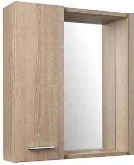 Kúpeľňový nábytok AQUALINE - ZOJA/KERAMIA FRESH STRIP galérka s LED osvetlením, 70x60x14cm, dub platin 45029S