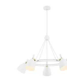 Svietidlá Argon 2117 - Luster na tyči CHARLOTTE 5xE27/15W/230V biela/zlatá 2117
