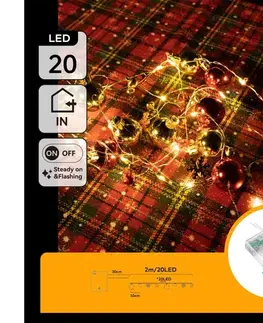 Vianočné dekorácie  B.V.  - LED  reťaz 20xLED/3xAA 2m teplá biela B103033XK