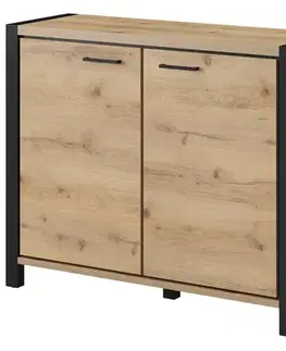 Komody s dvierkami Komoda 2d Aktiv 45 Dub Taurus/Čierna