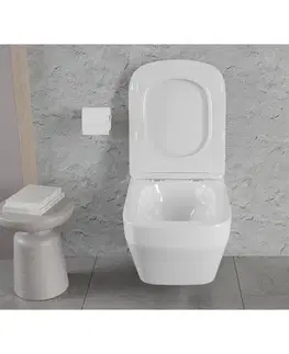 Záchody MEXEN/S - Riva Závesná WC misa Rimless Tornado vrátane sedátka s slow slim, duroplast, biela lesk 30630200T
