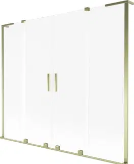 Sprchové dvere MEXEN/S - Velar L Duo dvojkrídlová posuvná vaňová zástena 170 x 150, dekor, zlatá 896-170-003-32-50