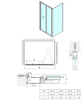 Sprchové dvere POLYSAN - EASY štvorcová sprchová zástena 900x900, skladacie dvere, L/R varianta, číre sklo EL1990EL3315