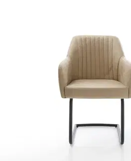 Jedálenské stoličky DELIFE Jedálenská stolička Greg-Flex mikrovlákno béžová vintage jedálenská stolička okrúhla čierna vrecková pružina
