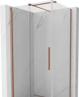 Sprchovacie kúty MEXEN/S - Velár sprchovací kút 130 x 80, transparent, kartáčovaná meď 871-130-080-01-65