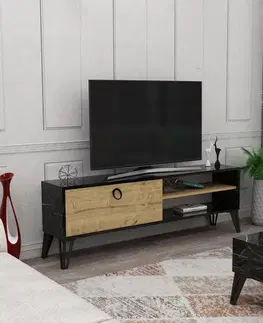 TV stolíky PERTH TV stolík na nožičkách, dub / čierna