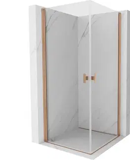 Sprchovacie kúty MEXEN/S - Mist-B Duo sprchovací kút dvere krídlové 100 x 100, transparent, meď kartáčovaná 8A2-100-100-65-00