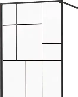 Sprchové dvere MEXEN/S - KIOTO Sprchová zástena WALK-IN 100x200 cm 8 mm, čierna, čierny vzor 2 800-100-101-70-78