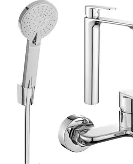 Kúpeľňové batérie MEXEN/S - Milo R40 SET umývadlová batéria + vaňová s príslušenstvom, chróm 71313R40-00