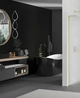 Sprchové dvere MEXEN/S - Kioto L Sprchová zástena WALK-IN 70 x 200, dekor, zlatá 800-070-103-50-30