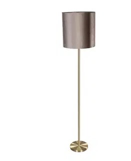 Stojace lampy Stojacia lampa mosadzná so zamatovým tienidlom sivohnedá 50cm - Simplo