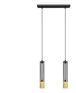 Svietidlá  LED Luster na lanku BARS 2xGU10/4,8W/230V čierna/zlatá W-L 1115/2 GO+BK+GO