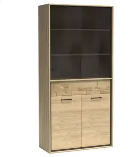 Vitríny v podkrovnom štýle Vitrína M3 Mediolan Doska Natural Hikora