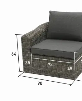 Záhradné stoličky a kreslá DEOKORK Ratanové PRAVÉ ukončenie BORNEO LUXURY (sivá)