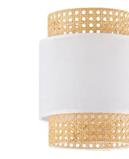 Lampy  Náhradné tienidlo pre stolnú lampu a luster BOHO E27 pr. 20 cm ratan/biela 9409