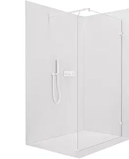 Sprchové dvere CERANO - Sprchová zástena Walk-in Orbis Round Ľ/P - 8 mm - guľatá vzpera - biela matná, transparentné sklo - 160x200 CER-978772