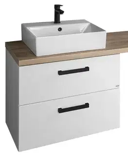 Kúpeľňový nábytok AQUALINE - VEGA Nábytková zostava do kúpeľne, šírka 125 cm, biela/dub platina VG064-03