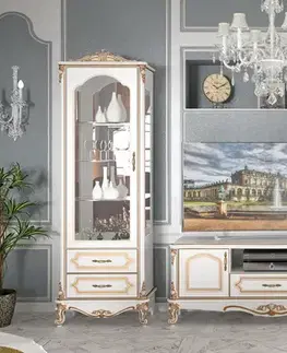 Obývacie steny GOLDEN luxusná obývacia zostava, bielo zlatá
