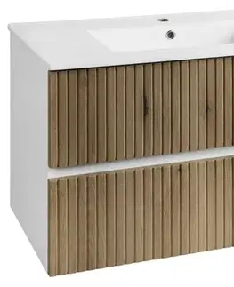 Kúpeľňový nábytok AQUALINE - PANEDA STRIP umývadlová skrinka 89,5x55x45,2cm, dub emporio PN390