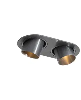 Zapustené svietidlá Okrúhle zapustené bodové svetlo tmavosivé GU10 35 mm sklopné 2-svetlo - Installa