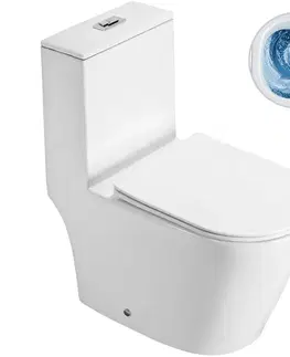 Záchody CERANO - WC kombi Marmo, Double Vortex + Slim/UF sedátko - spodný/zadný odpad - biela lesklá - 70x36 CER-680360