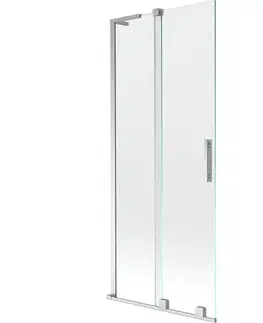 Sprchové dvere MEXEN/S - Velar L dvojkrídlová posuvná vaňová zástena 80 x 150, transparent, chróm 896-080-003-01-01
