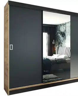 Spálňové šatníkové skrine Skriňa Retro 200 1L craft / Dvierka grafit
