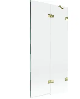 Sprchové dvere MEXEN/S - Lunar vaňová zástena 2-krídlová pravá 90 x 150, transparent, zlatá 897-090-100-50-00-P
