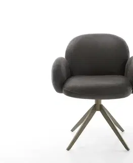 Jedálenské stoličky DELIFE Otočná jedálenská stolička Nube-Flex s opierkami mikrovlákno antracit vintage krížová podstava široká titanová farba 360° otočná vrecková pružina